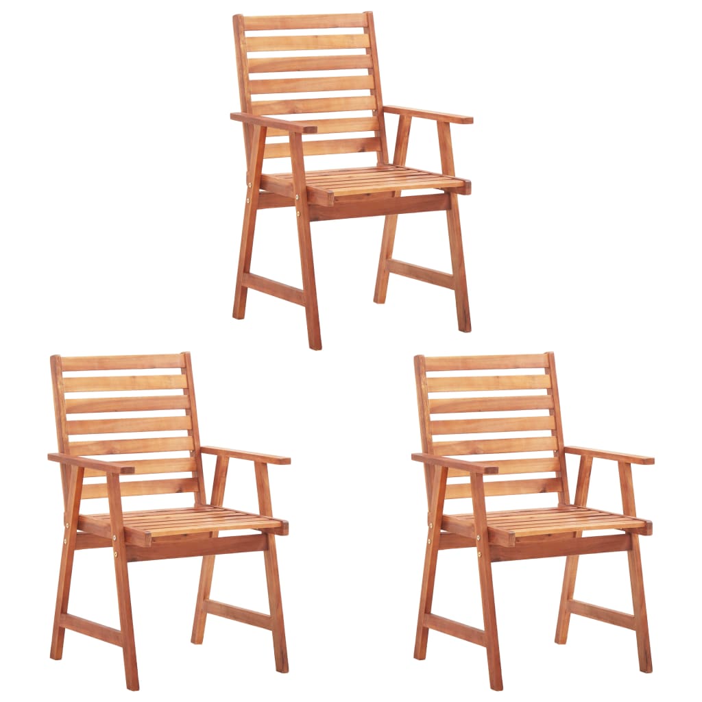 Chaises à dîner d'extérieur 3 pcs avec coussins Acacia massif 31 - 2