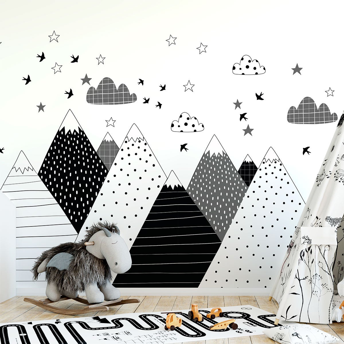 Stickers enfant montagnes scandinaves saska 120 x 180 cm - 8
