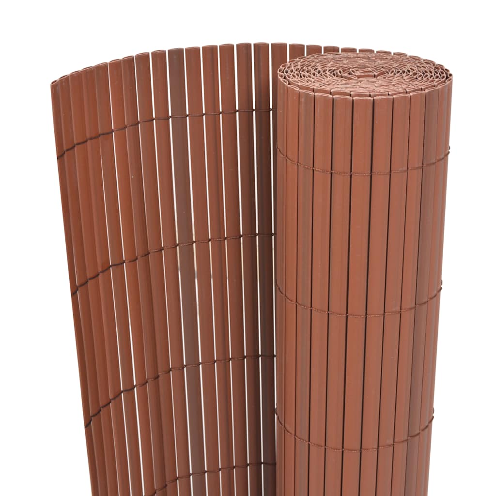 Dwustronne ogrodzenie ogrodowe, PVC, 90x500 cm, brązowe vidaXL