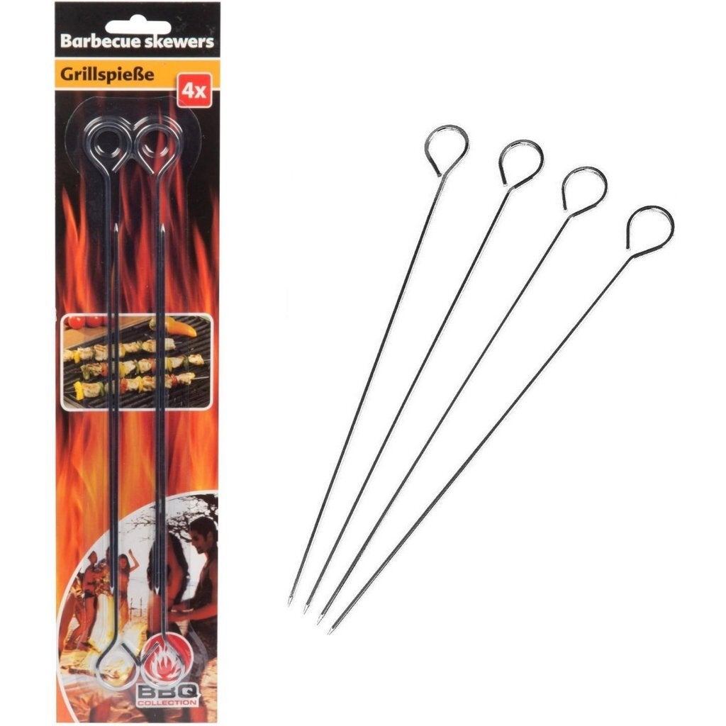 Spiedini In Acciaio Inox Per Kebab E Barbecue – 48,3 Cm, 6 Pezzi Con Manico In Legno Di Noce – Piatti, Riutilizzabili, Per Griglia E Campeggio