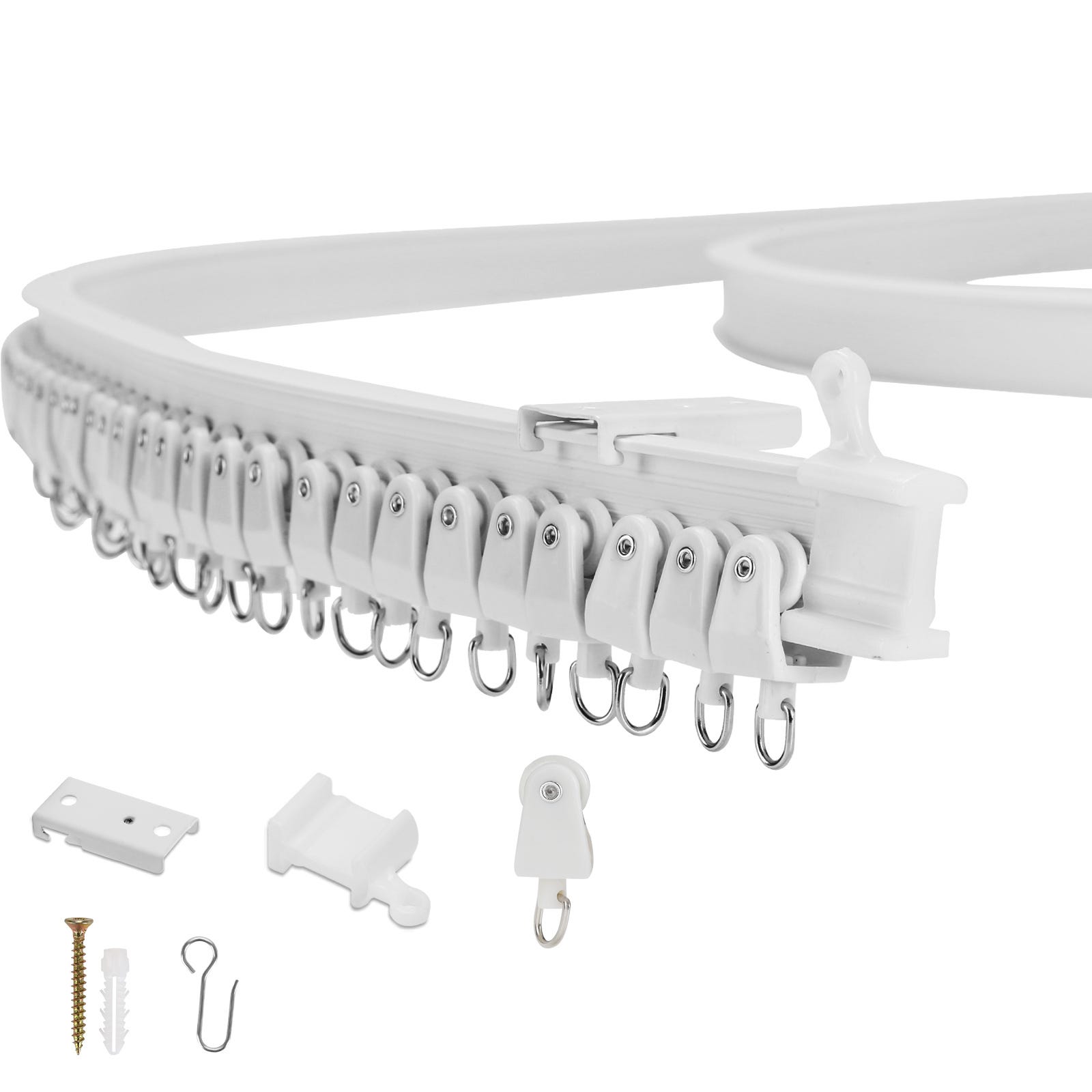 Rail Rideau Courbable Tringle Rideau Flexible 5M, Rail Courbable et Découpable avec Crochets ...