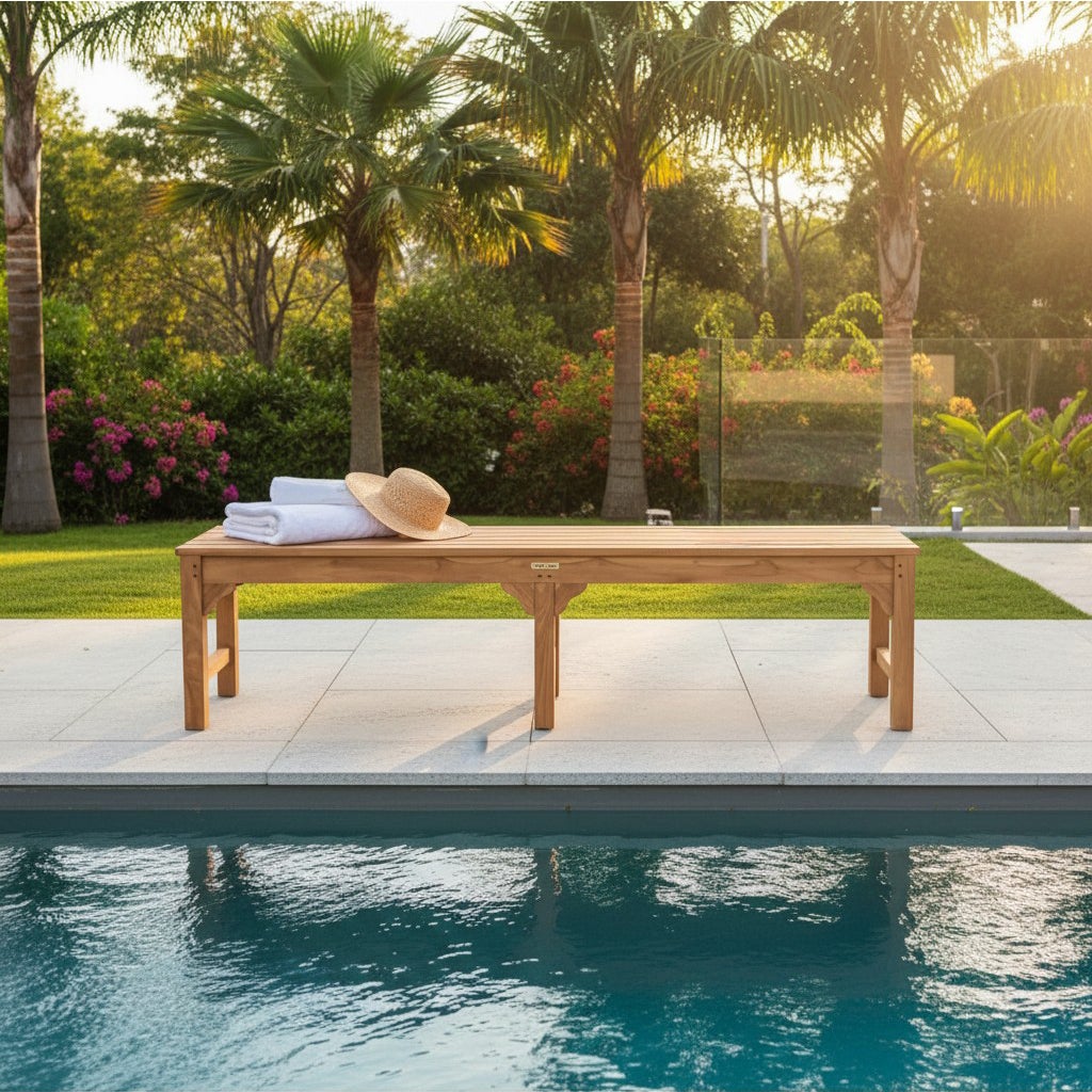 Banc en teck massif Melbourne 180 cm (sans dossier) - 5