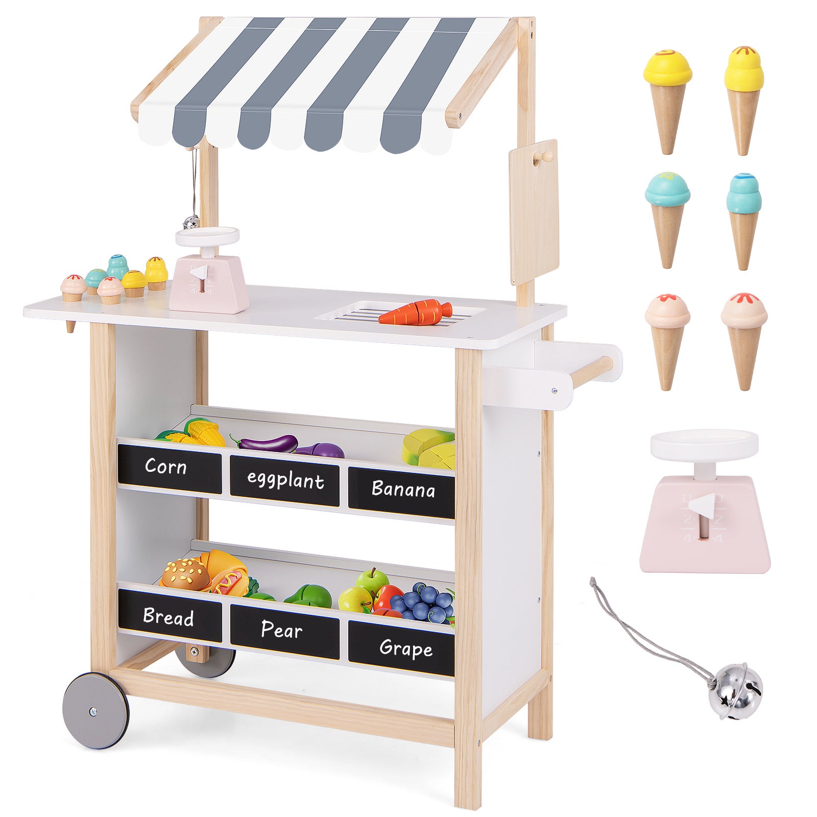 Chariot à crème glacée en bois 3 4 5 ans pour tout-petit Boutique colorée et accessoires de