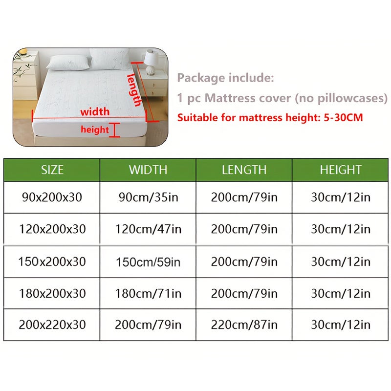 Protège-matelas rafraîchissant, housse de matelas ajustée en fibre de bambou douce et respirante pour l'été, lavable en machine, 90 x 200 x 30 cm - 9