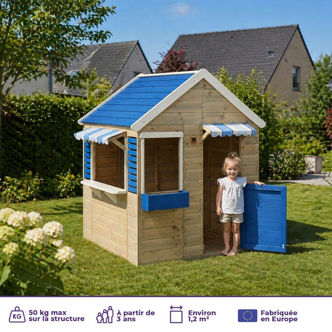 Maison de jardin enfant extérieur - cabane en bois avec plancher - toit étanche marron - Kangui Maison de jardin enfant extérieur - cabane en bois avec plancher - toit étanche marron - Kangui