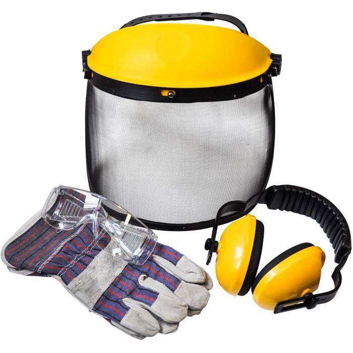 JARDIN PRATIQUE Kit de protection OZAKI - Ecran grillagé relevable + lunettes de sécurité + casque anti-bruit ajustable et gants - 3