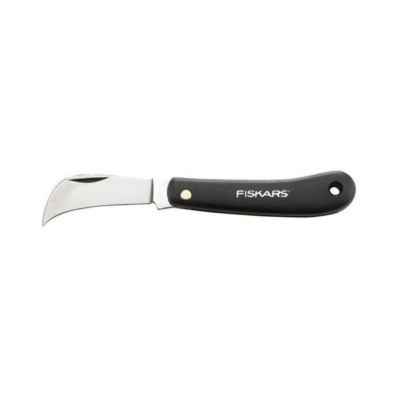 Fiskars K62, 1001623, Coltello da innesto a roncola, Tascabile, Lunghezza totale: 17 cm, Acciaio inossidabile, Nero