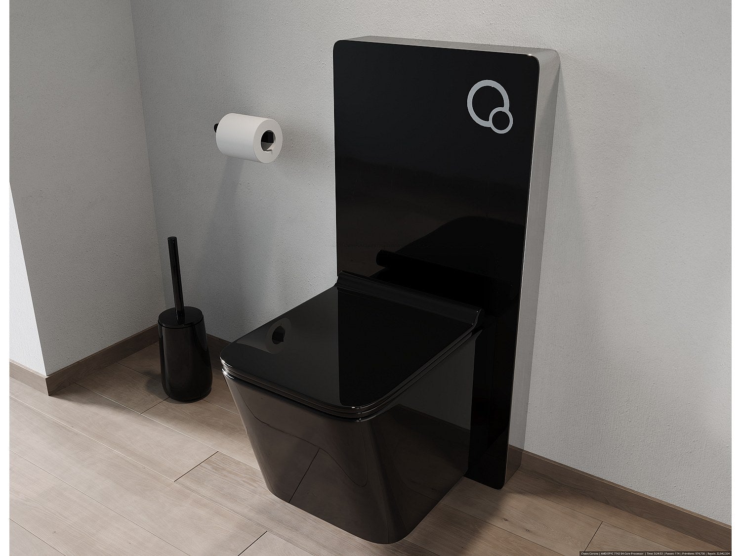 Podwieszana ceramiczna toaleta w kolorze czarny połysk z dekoracyjnym stelażem - CLEMONA