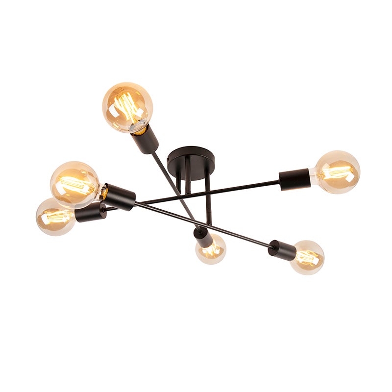 Industrialna lampa sufitowa czarna 6 świateł - Sydney - 5