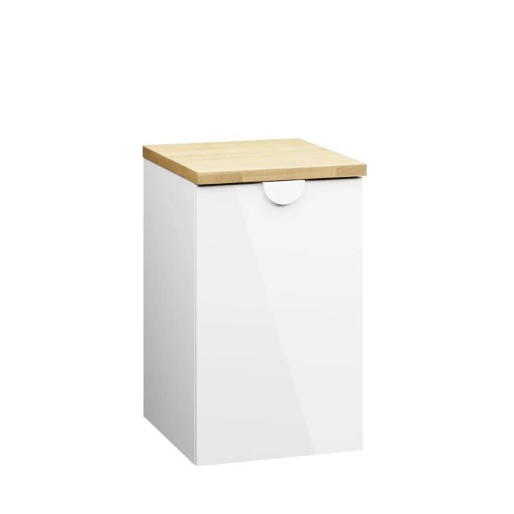 Szafka łazienkowa COCO 40 cm biały połysk z koszem na pranie