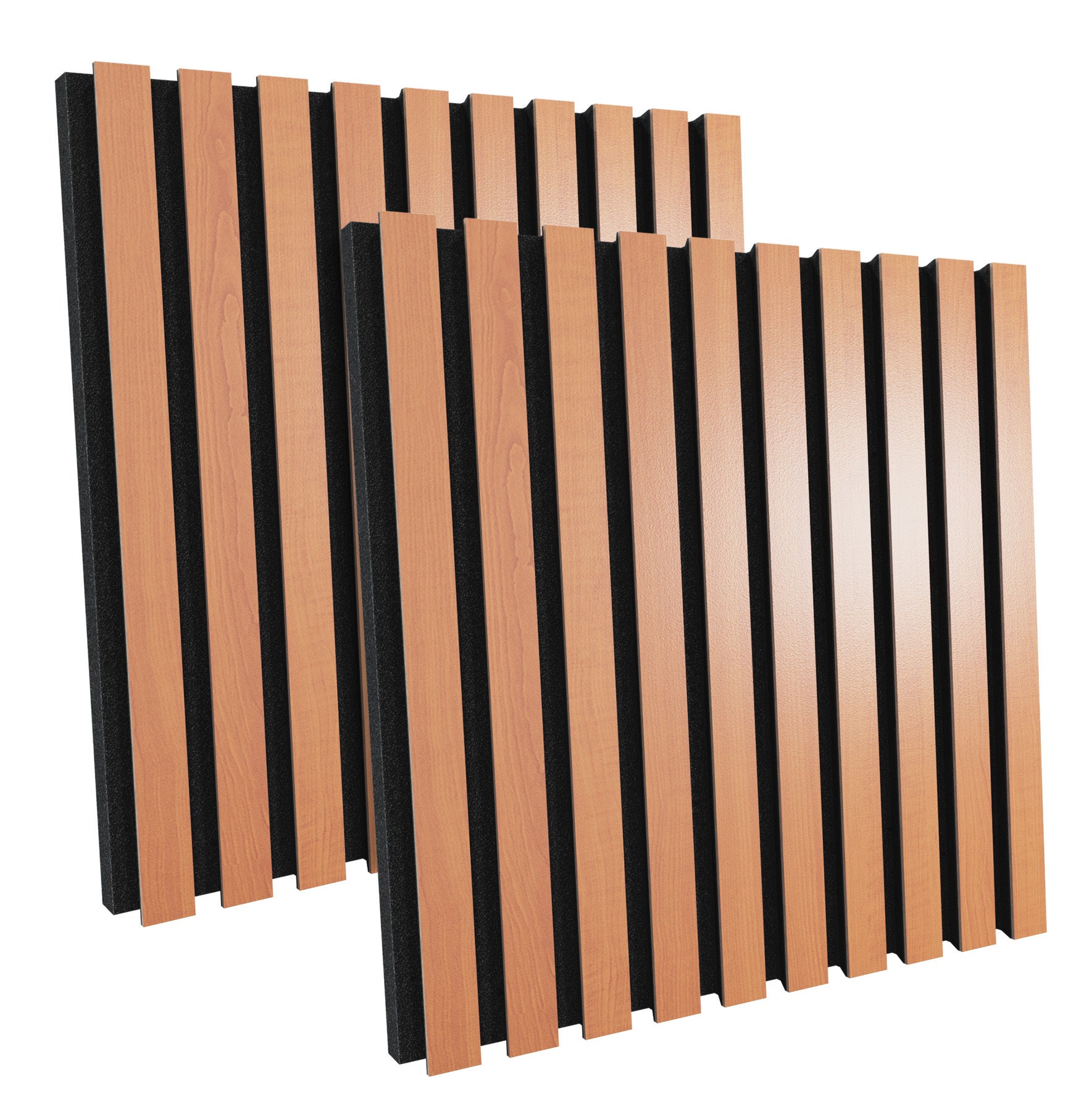 Lot de 4 Panneaux acoustiques insonorisants POLE 50x50x5 cm - 1 m² surf.totale - MDF perforé laminé et mousse acoustique - Cerise - 4