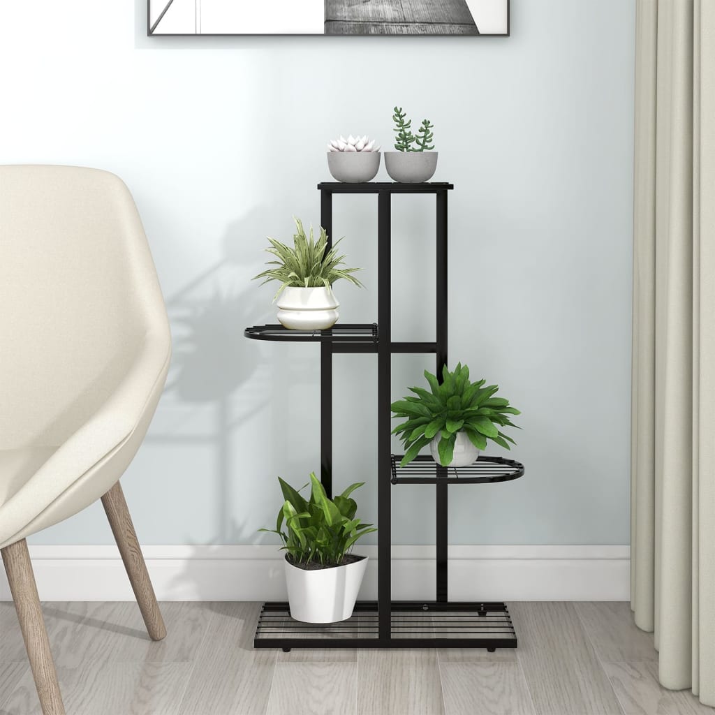 Supporto Per Piante Regolabile In Metallo Nero Con Ruote, Per Vasi Da 24 A 38 Cm, Interno/esterno