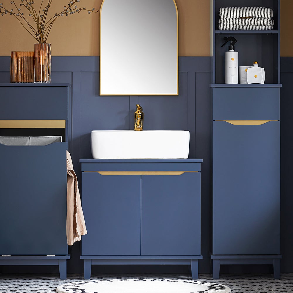 Mobile Sottolavabo SoBuy BZR75-W Salvaspazio Bagno Bianco Legno