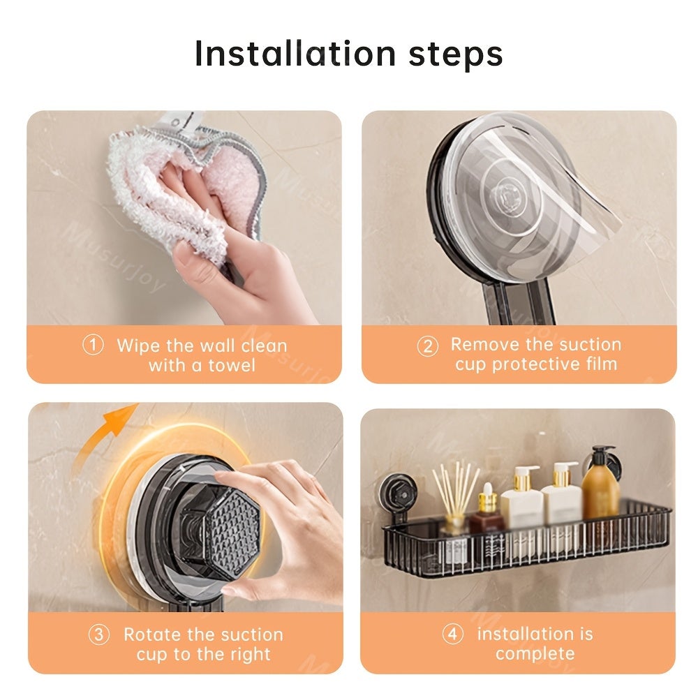 1 x Suporte de banheiro com ventosa, Suporte de armazenamento de parede, Sem perfuração, Adequado para armazenamento de cosméticos de banheiro, Cinza - 6