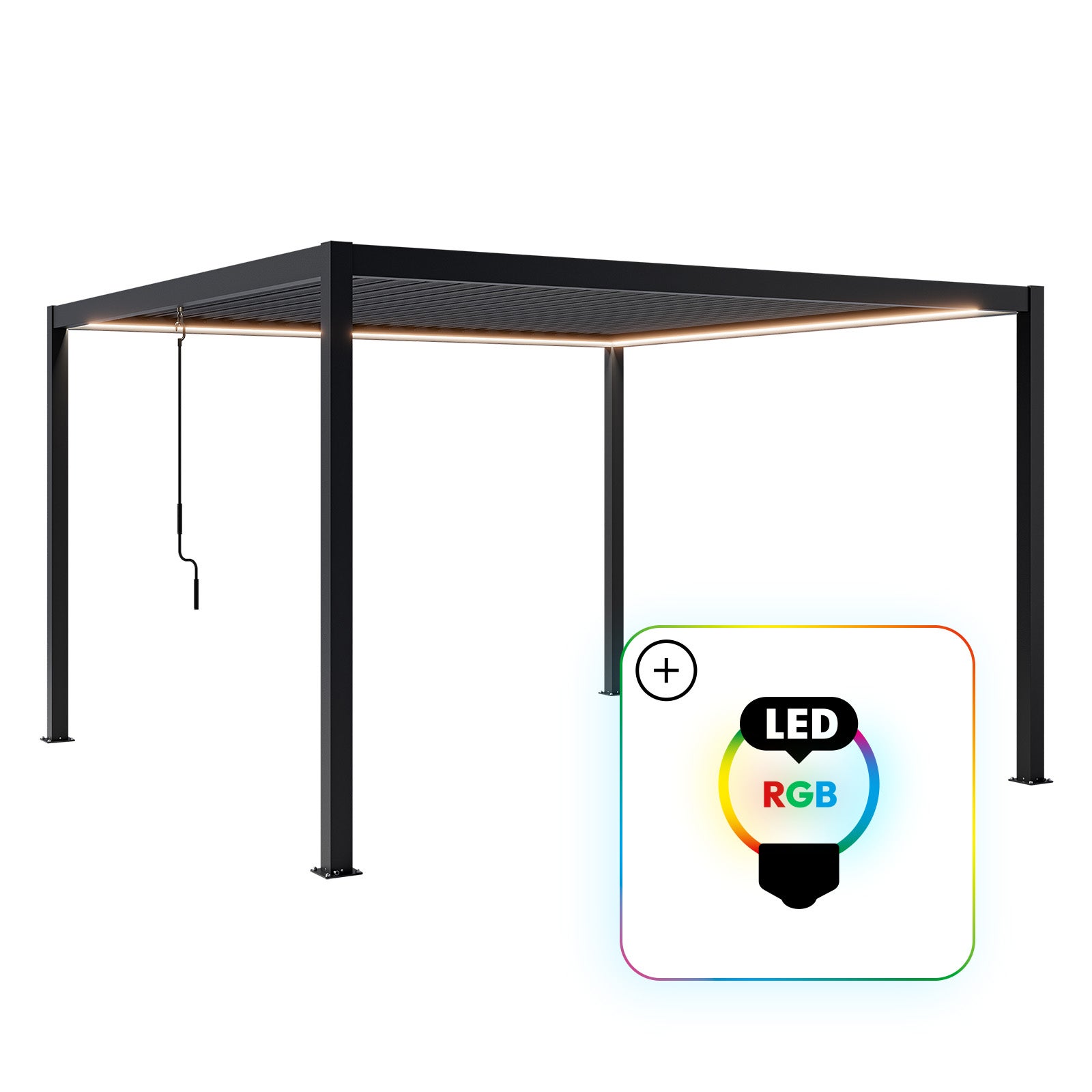 Pergola Ogrodowa 100% Aluminiowa NORDVIC Skyline LED 4 x 4 m Antracyt