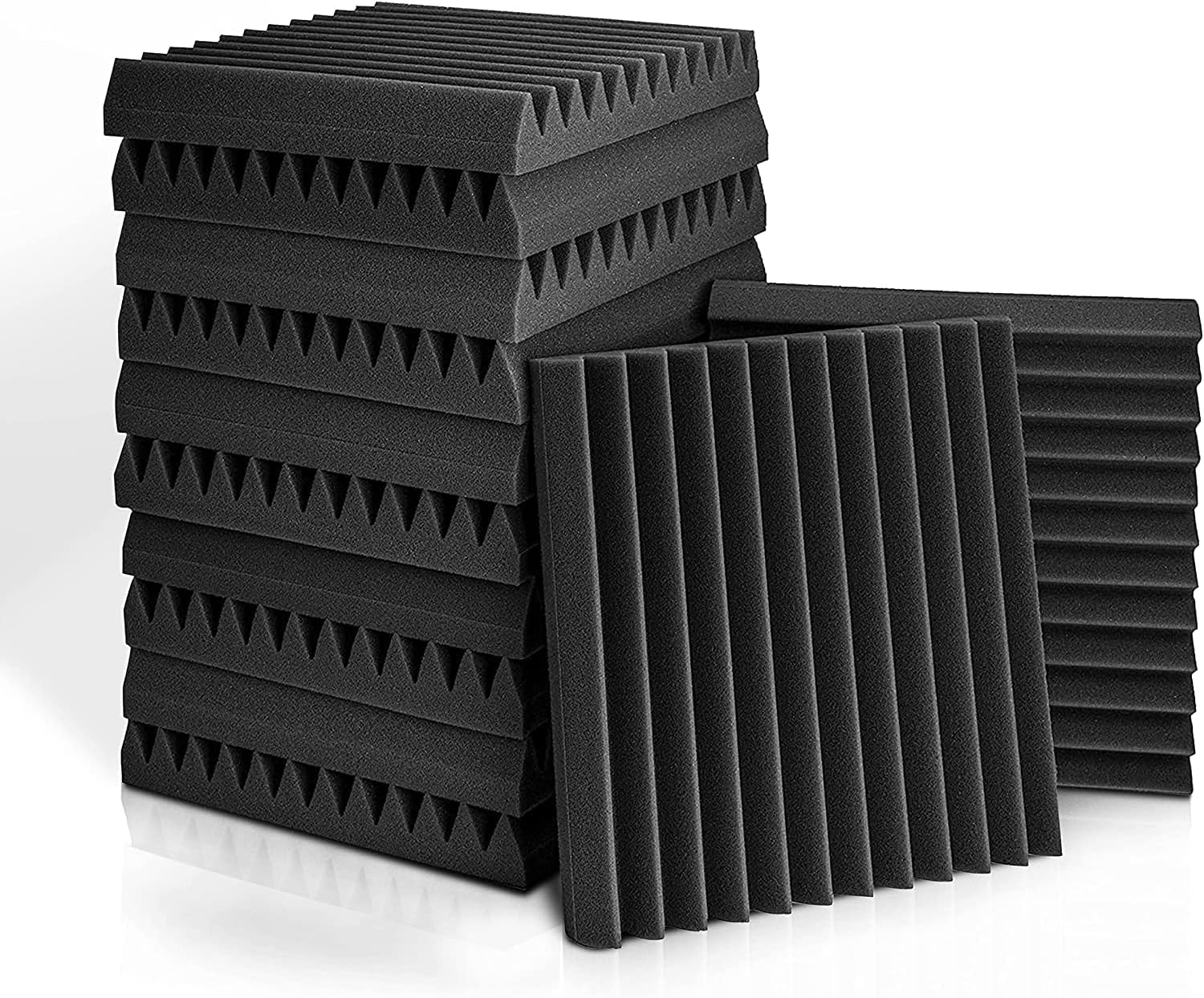 (30 x 30 x 2,5 cm) Opakowanie 12 paneli piankowych wygłuszających, panele piankowe redukujące hałas akustyczny, samoprzylepne, ognioodporne, do podcas
