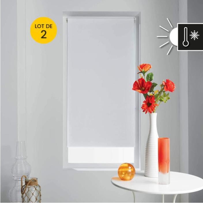 Lot de 2 Stores enrouleur occultant 60 x 180 cm occult Blanc Leroy Merlin