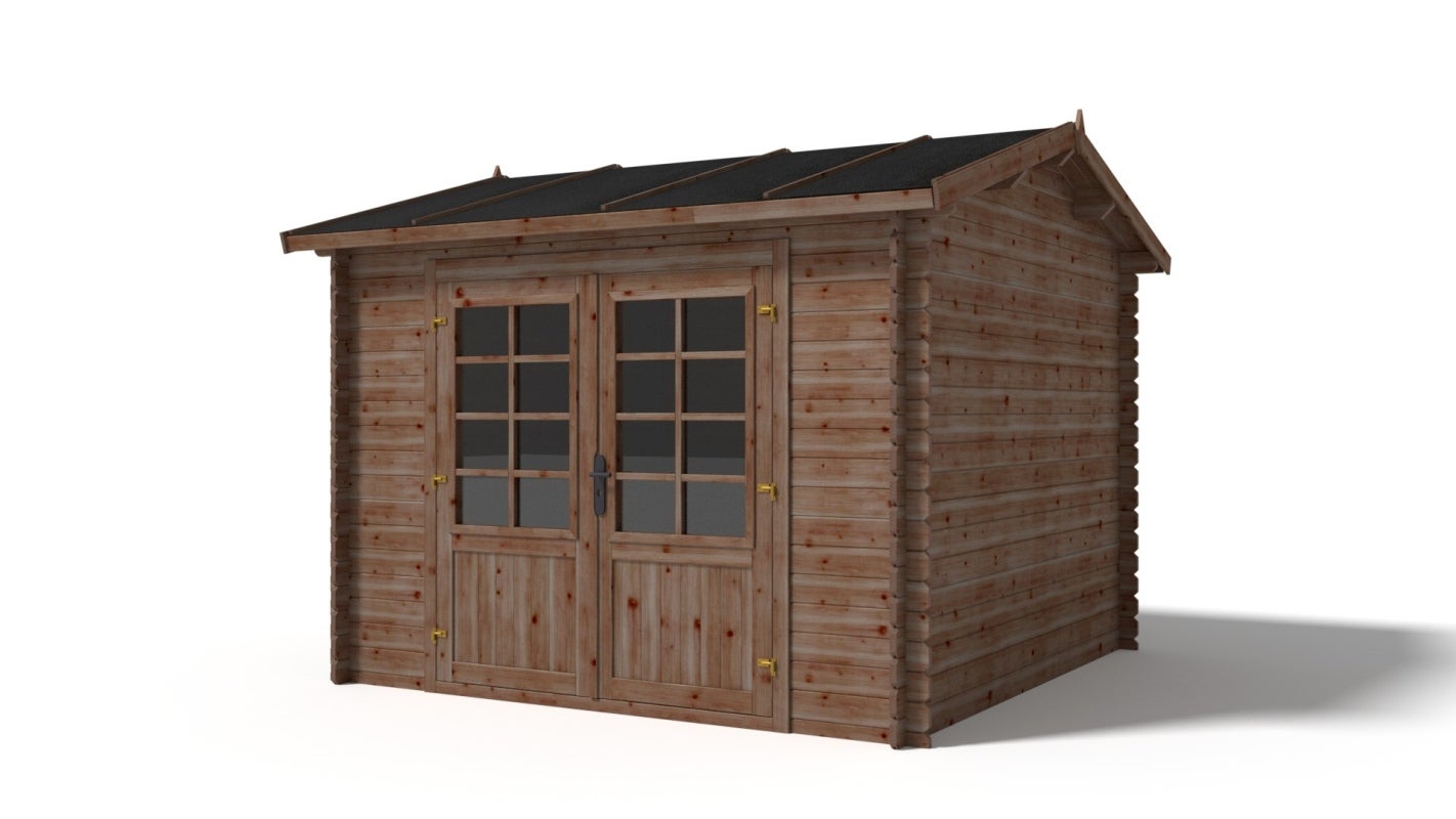Abri de jardin en bois - 9m2 - 3x3m - Traité - Ep. 28mm - Couleur