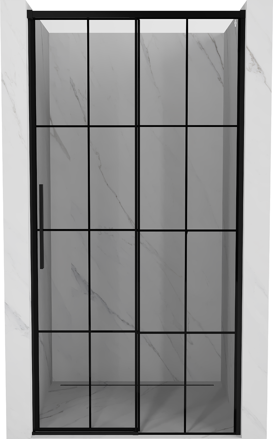 Mexen Rox drzwi prysznicowe rozsuwane prawe 135 cm, czarna kratka, czarne - 8C2-135-000-70-77-P