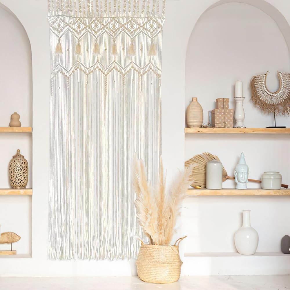 Rideaux en macramé, décoration murale bohème, rideaux de chambre bohème, pour salon moderne, porte et fenêtre, décoration de mariage 135 × 200 cm - 2