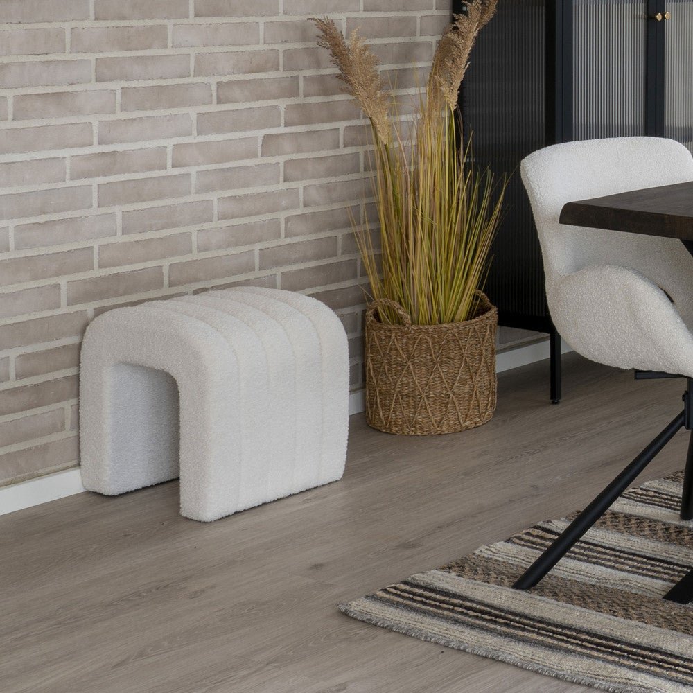 Colma - Pouf en tissu bouclette - Couleur : Écru - 5