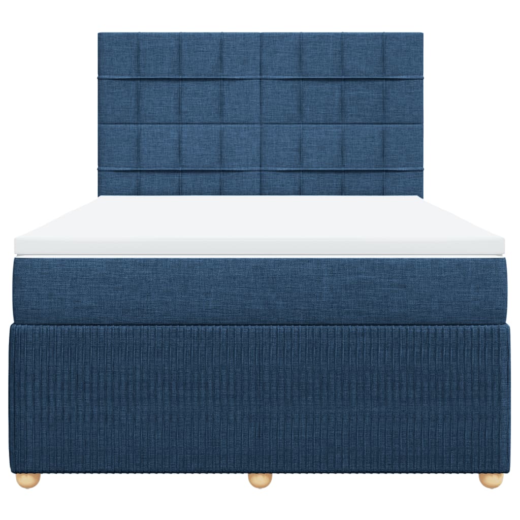 Maison Exclusive - Sommier à lattes de lit avec matelas Bleu 140x200 cm Tissu - 6