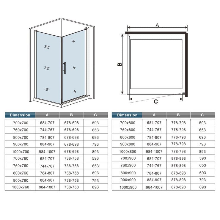 Aica Cabine de douche pivotante 70x76x185cm - profil de porte H.187cm - verre anticalcaire avec paroi latérale et barre de fixation - 5