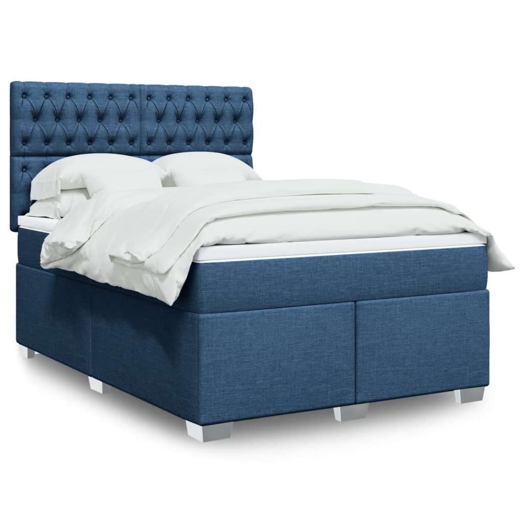 Cama box spring com colchão de tecido azul 140x200 cm | Leroy Merlin