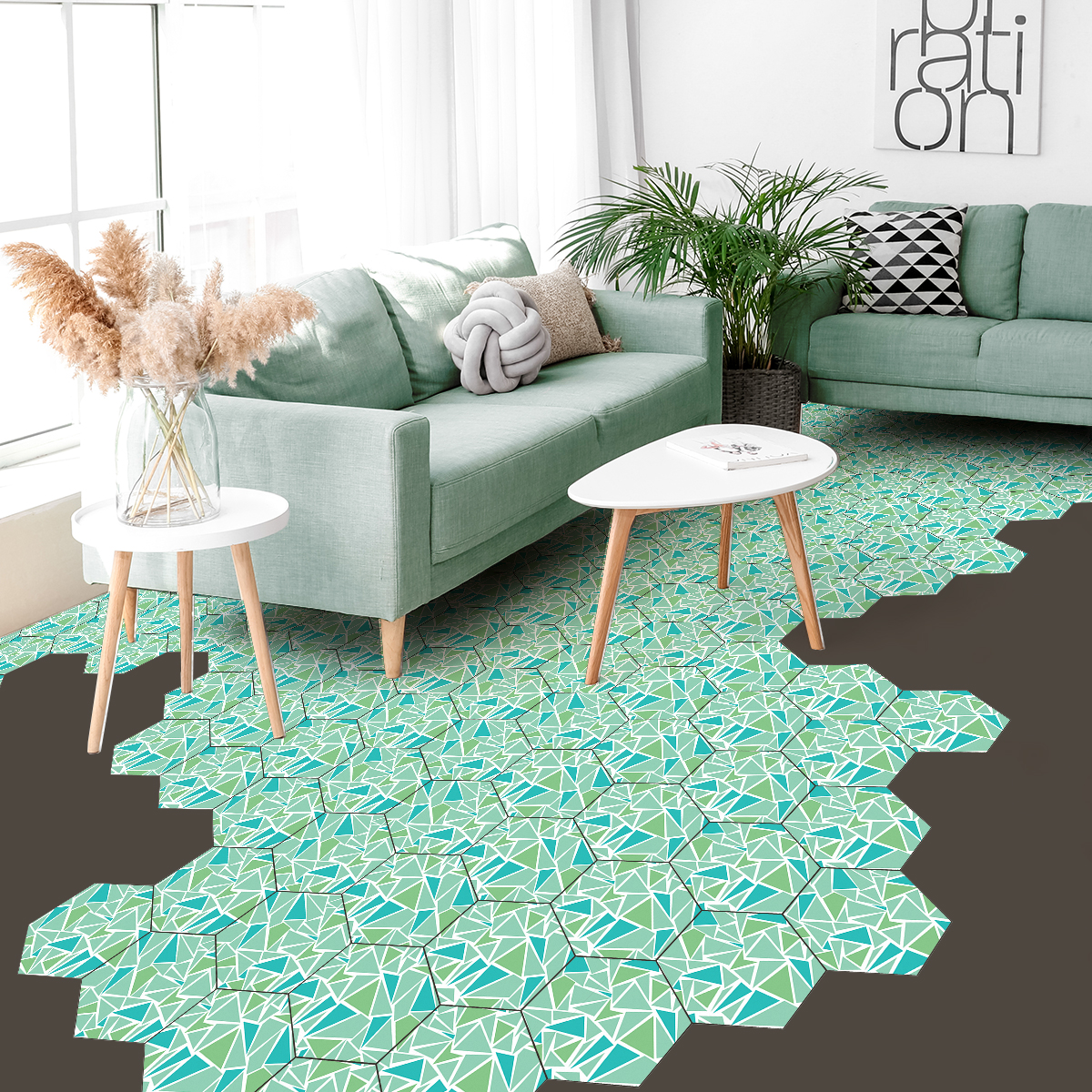 Vinilo piso de terrazzo hexágonos san giorgio antideslizante - adhesivo pared - sticker revestimiento - 1 adhesivo 60x135cm-10stickershexagones30x26cm