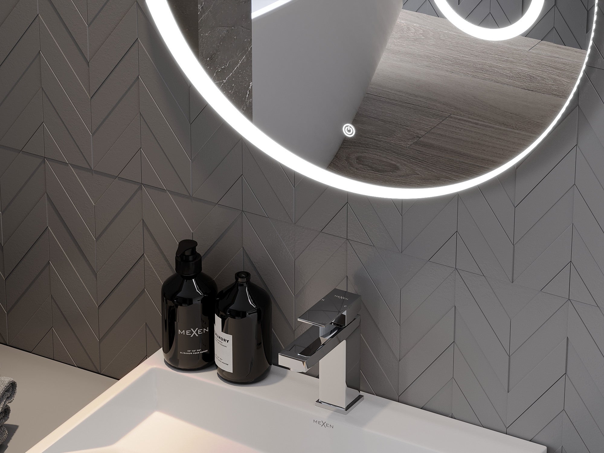 Mexen Ella lustro łazienkowe podświetlane z lusterkiem kosmetycznym, okragłe 60 cm, LED 6000K, antypara - 9811-060-060-611-00 - 5