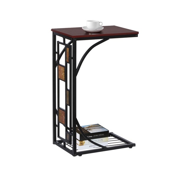 Yaheetech - Table D'Appoint Industrielle Vintage En Bois - 3 Étagères - 40x30x74.5cm - Brun Rustique