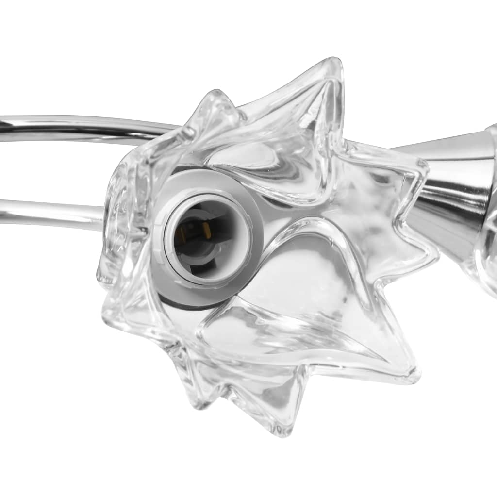 vidaXL Plafonnier et abat-jour verre transparent 5 ampoules E14 Tulipe - 7