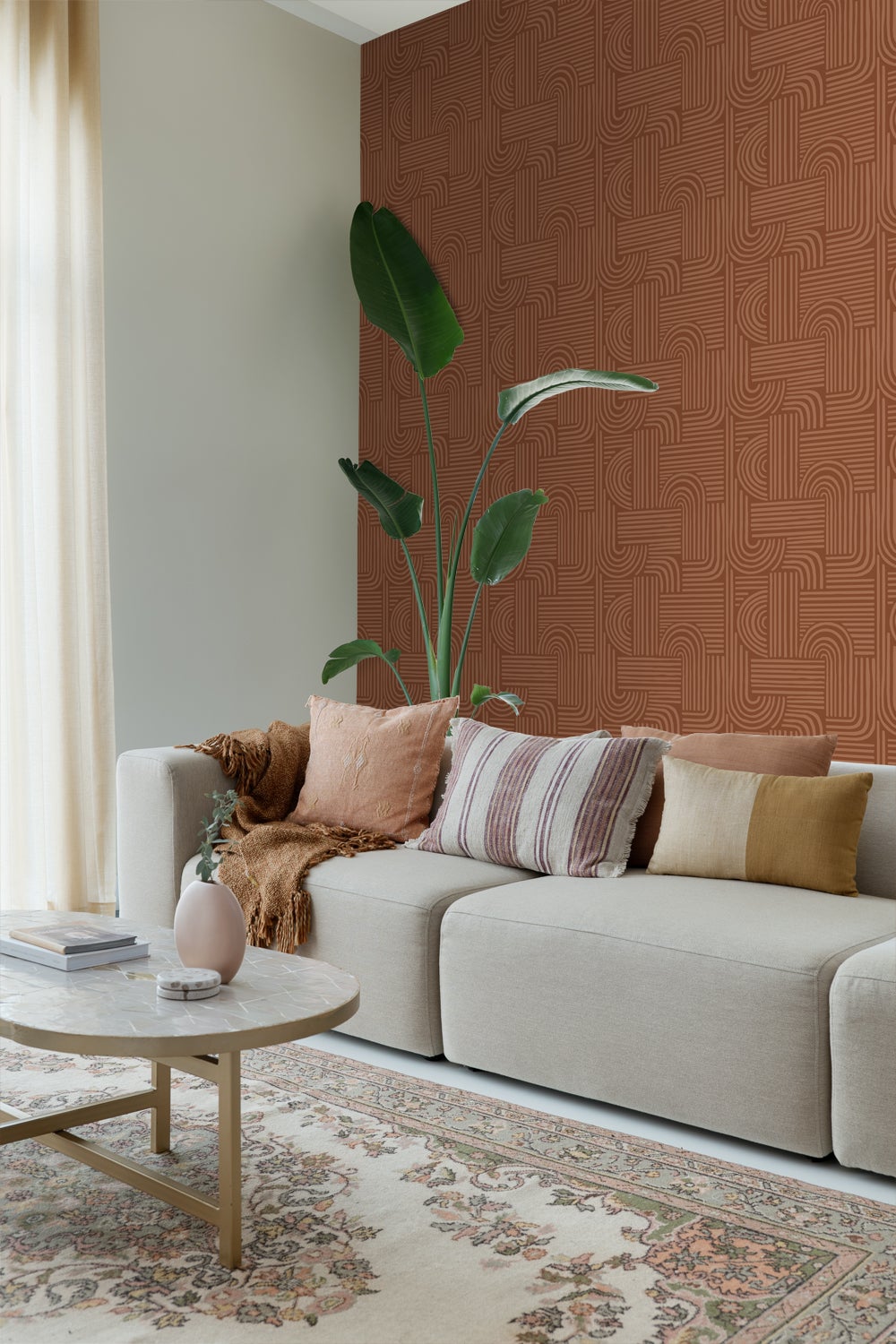 Papier peint graphique 3D terracotta - 53 cm x 10.05 m - ESTAhome - 7