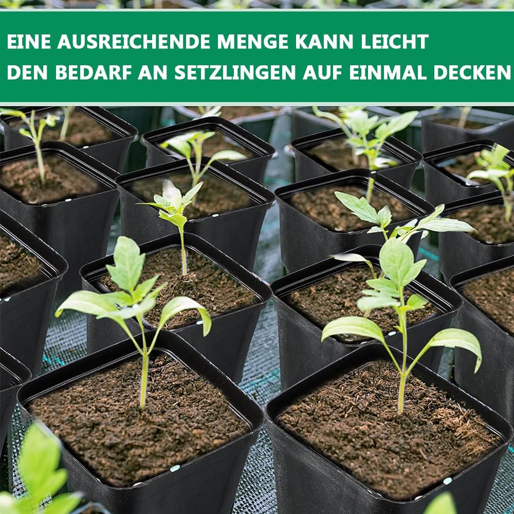Lot de 50 pots de fleurs carrés en plastique noir de 5,5 cm pour plantes succulentes, semis, boutures, repiquage - 5