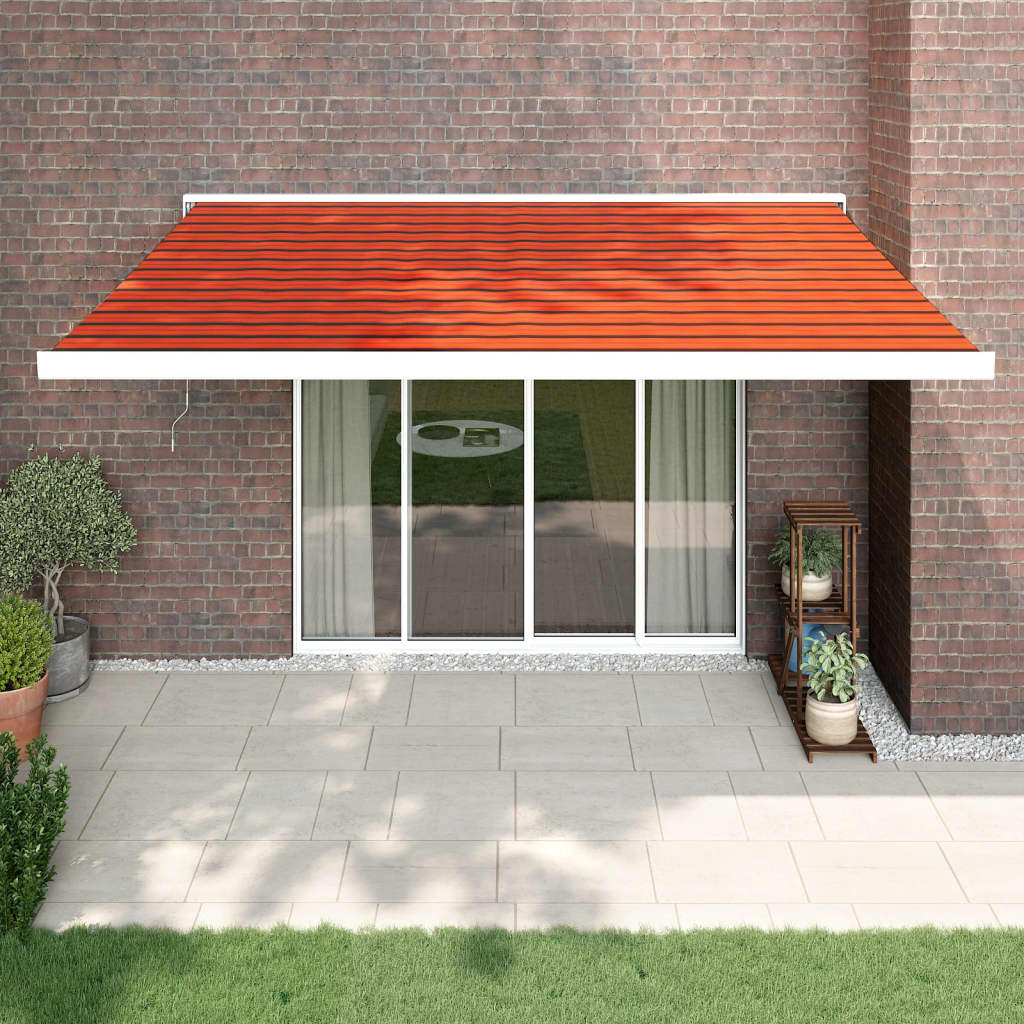 Toldo retráctil naranja y marrón 4,5x3 m tela y aluminio
