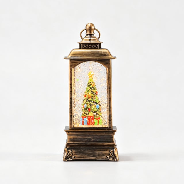 Bola de nieve navideña luminosa con música, farol decorativo de 19 cm, árbol de Navidad luminoso brillante, regalo colgante