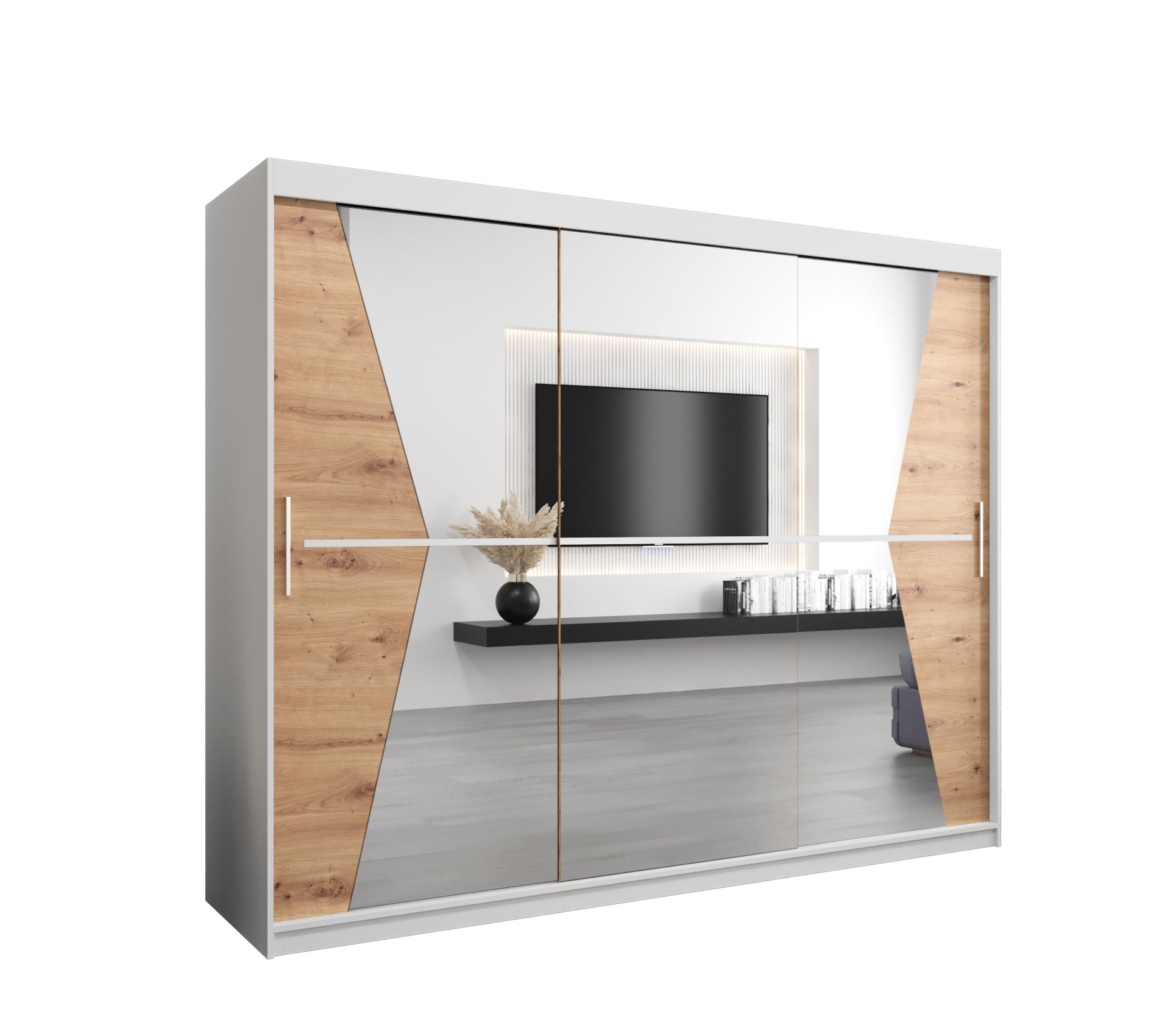 Szafa przesuwna garderoba MAROKO 250 x 62 x 200 cm Biały + Artisan - Abiks Meble