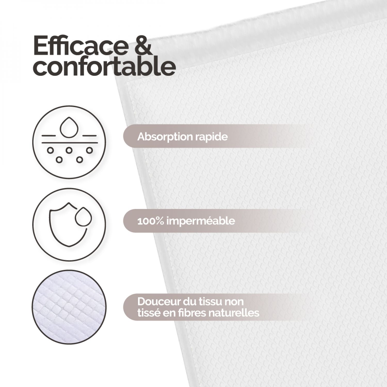 Lot de 200 alèses jetables, imperméables - 60 x 90 cm - Blanc - Vivezen - 3