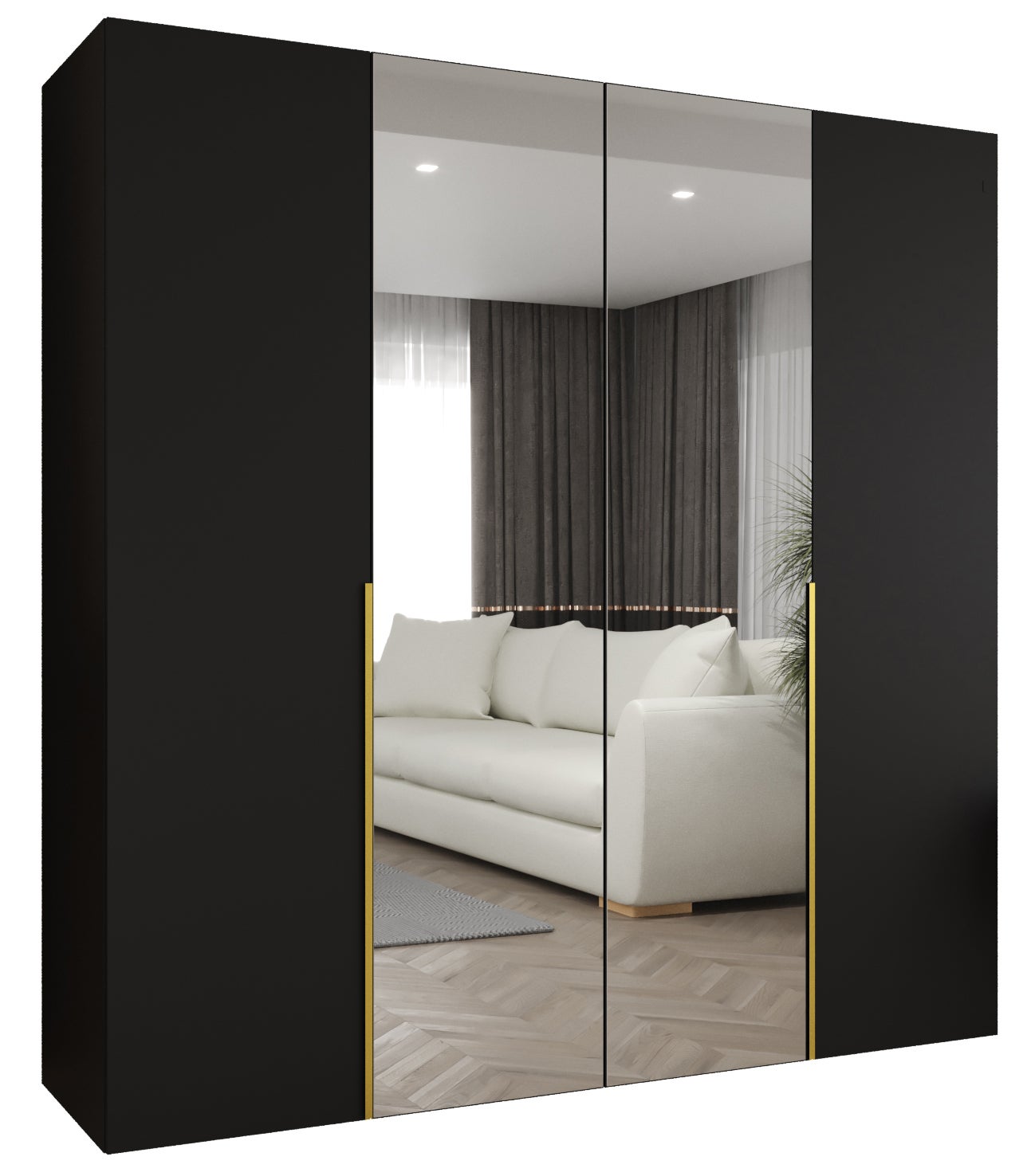 Szafa uchylna otwierana Alicante 2 200 x 52 x 202 cm czarny + u. złoty Abiks Meble