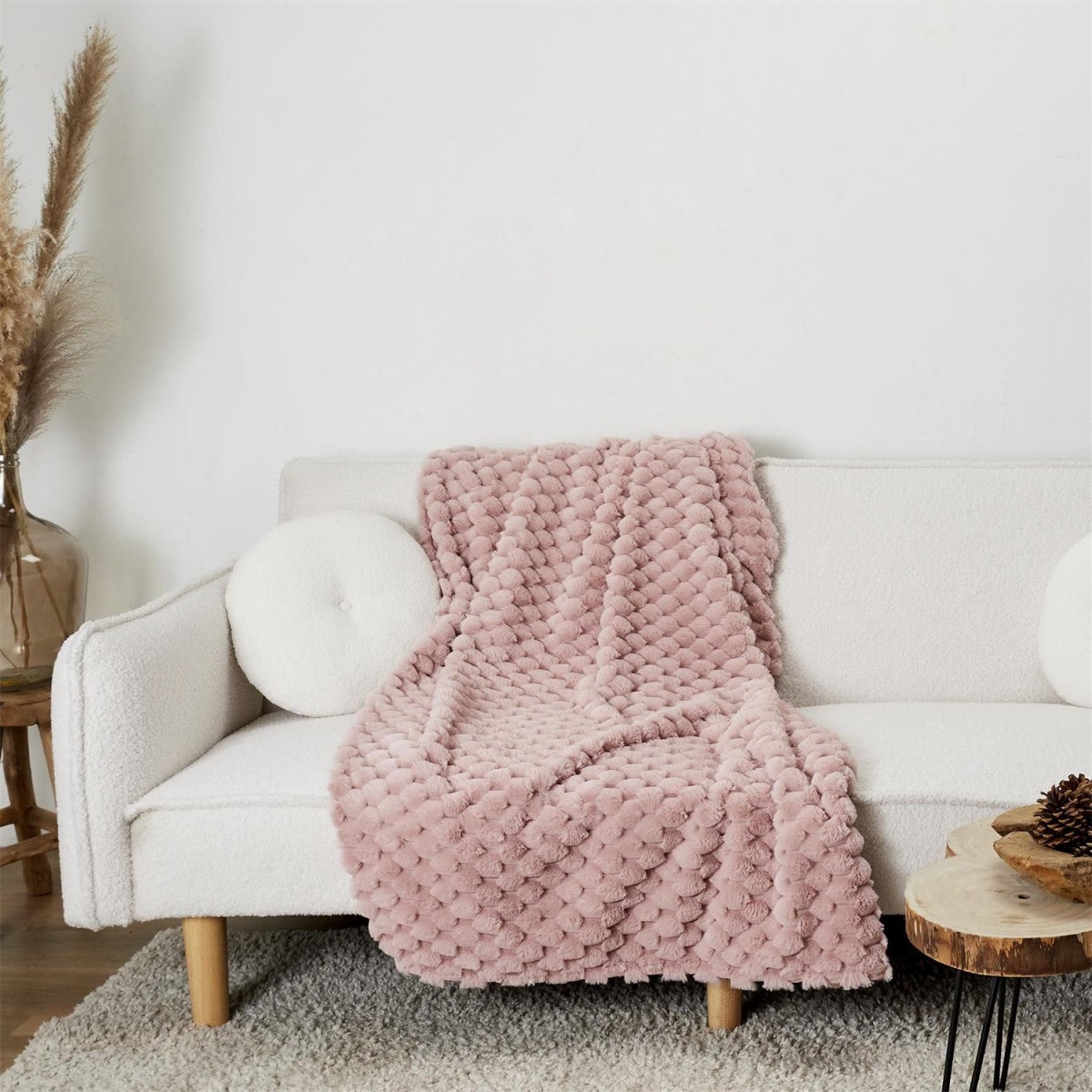 Plaid - HOME DECO FACTORY - Opulence - Imitation Fourrure - Rose - 5