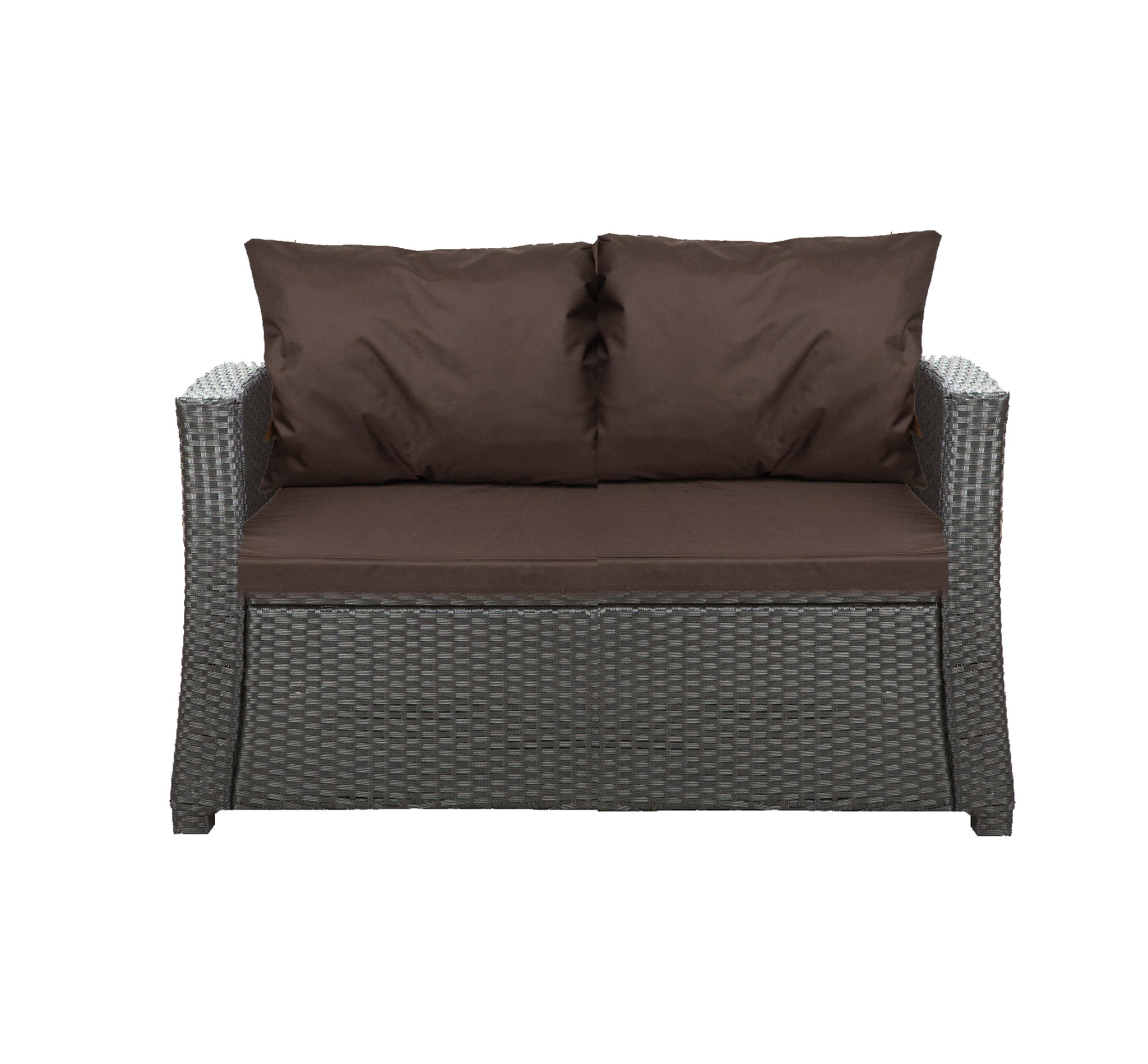 Cojines de sofá de exterior marrón cojines de sofá 2 plazas cojín de banco de jardín 130x60x50cm cojines para muebles de poliratán-mix