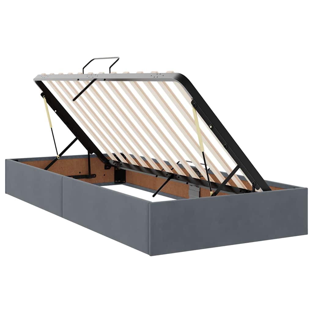 Lit avec rangement en velours gris foncé, pour la chambre, 90 × 190 cm - 6