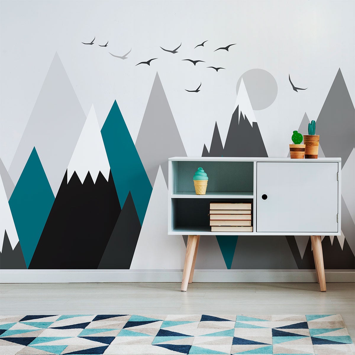 Vinilo niño escandinavo de montaña annuska - adhesivo de pared - revestimiento sticker mural decorativo - 80x120cm