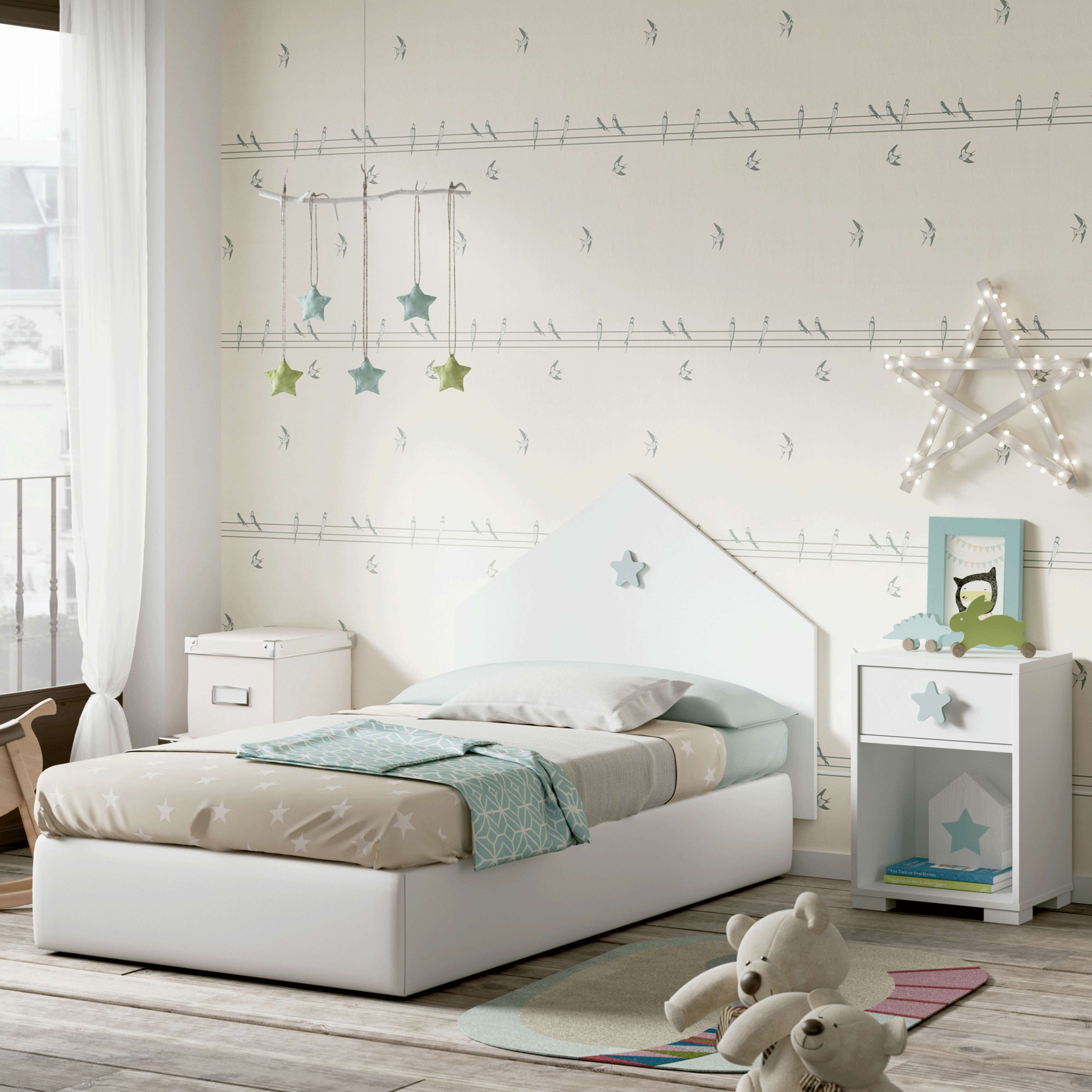 Table de chevet enfant Star White 56x40x33 cm - 5