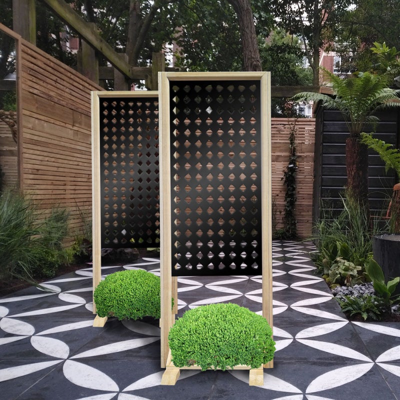 HALLOWEEN - Ścianka działowa - wolnostojący modułowy parawan - 70x190 cm - Wykonana z drewna i PVC, kolor wnętrza czarny