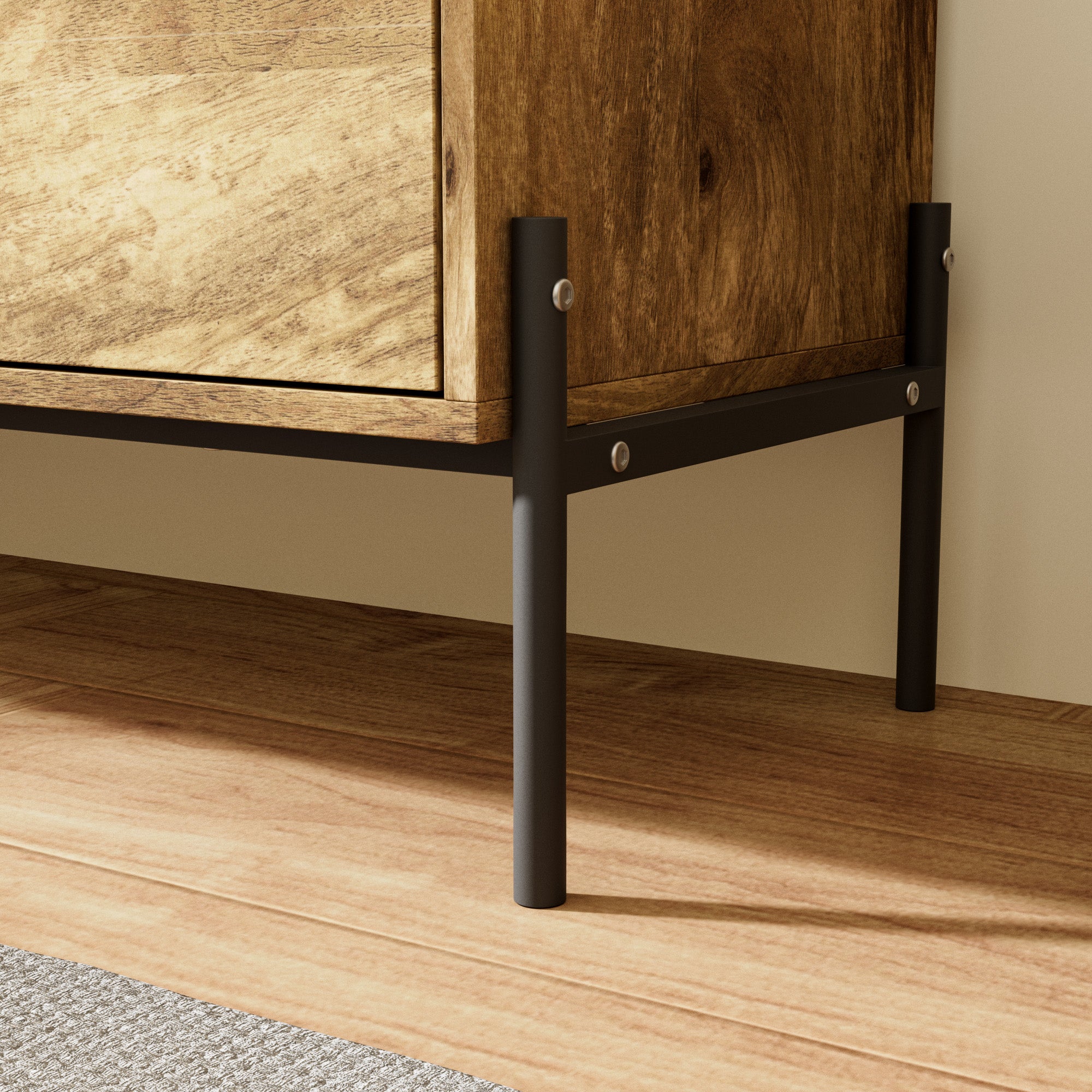 Commode avec 6 Tiroirs et Pieds en Métal, Meuble de Rangement avec Aspect du Bois, Chambre, Salon et Bureau, 120x40x78.5, Chêne - 5