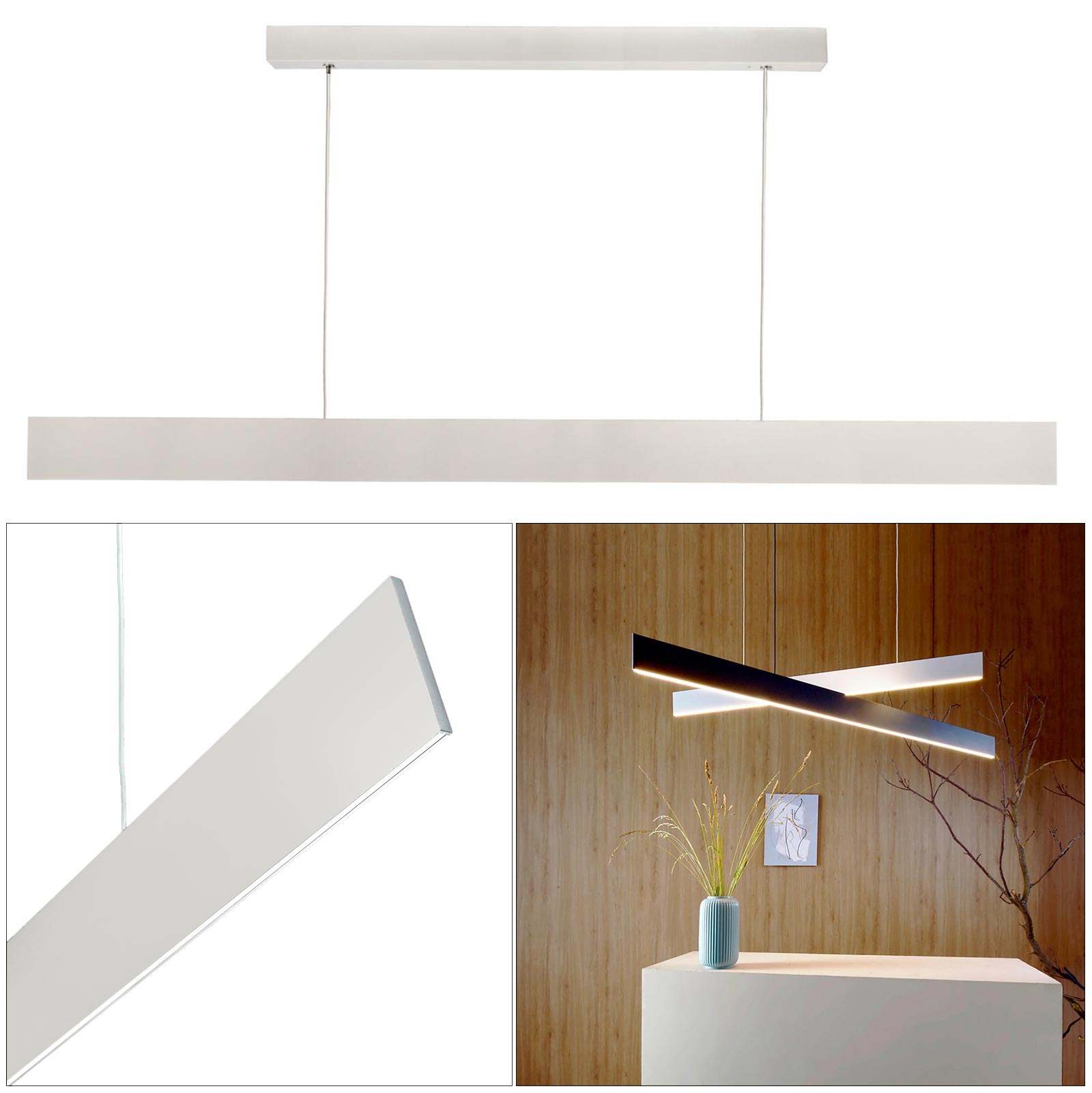 APOLLON Slim liniowa lampa wisząca 100cm nowoczesna lampa wisząca LED 28W zmienna 2700K podwójna emisja światła biurko RA90 BIAŁY