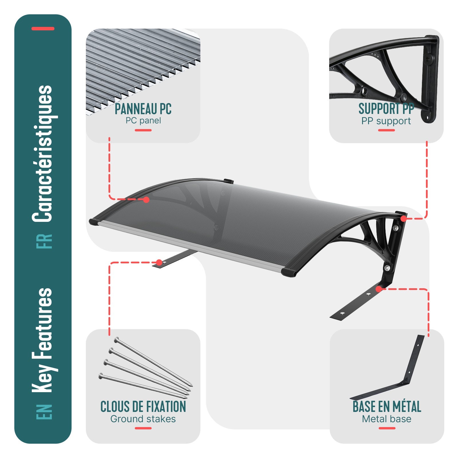 Garage de tondeuse robot Abri 104x80x50 cm gris VOUNOT® - 7