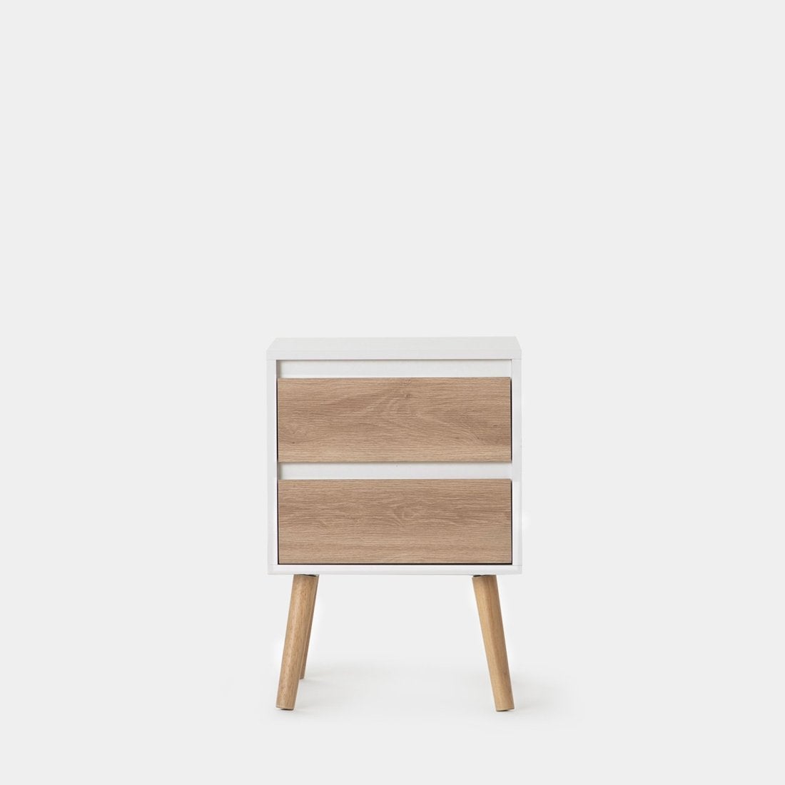 Pack 2 mesitas de noche efecto madera blanco-natural 40 x 59 cm - 3