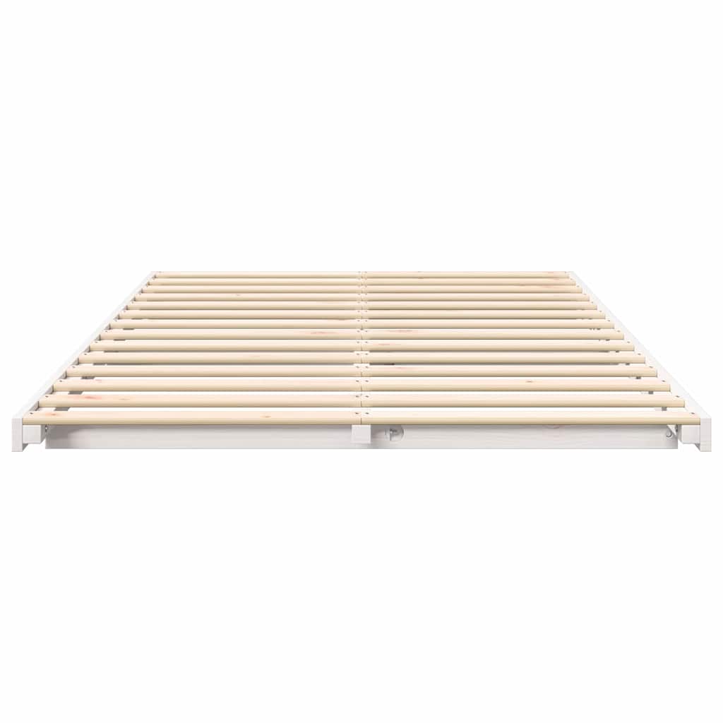 Cadre de lit en pin massif blanc, pour la chambre, 120 × 190 cm - 5